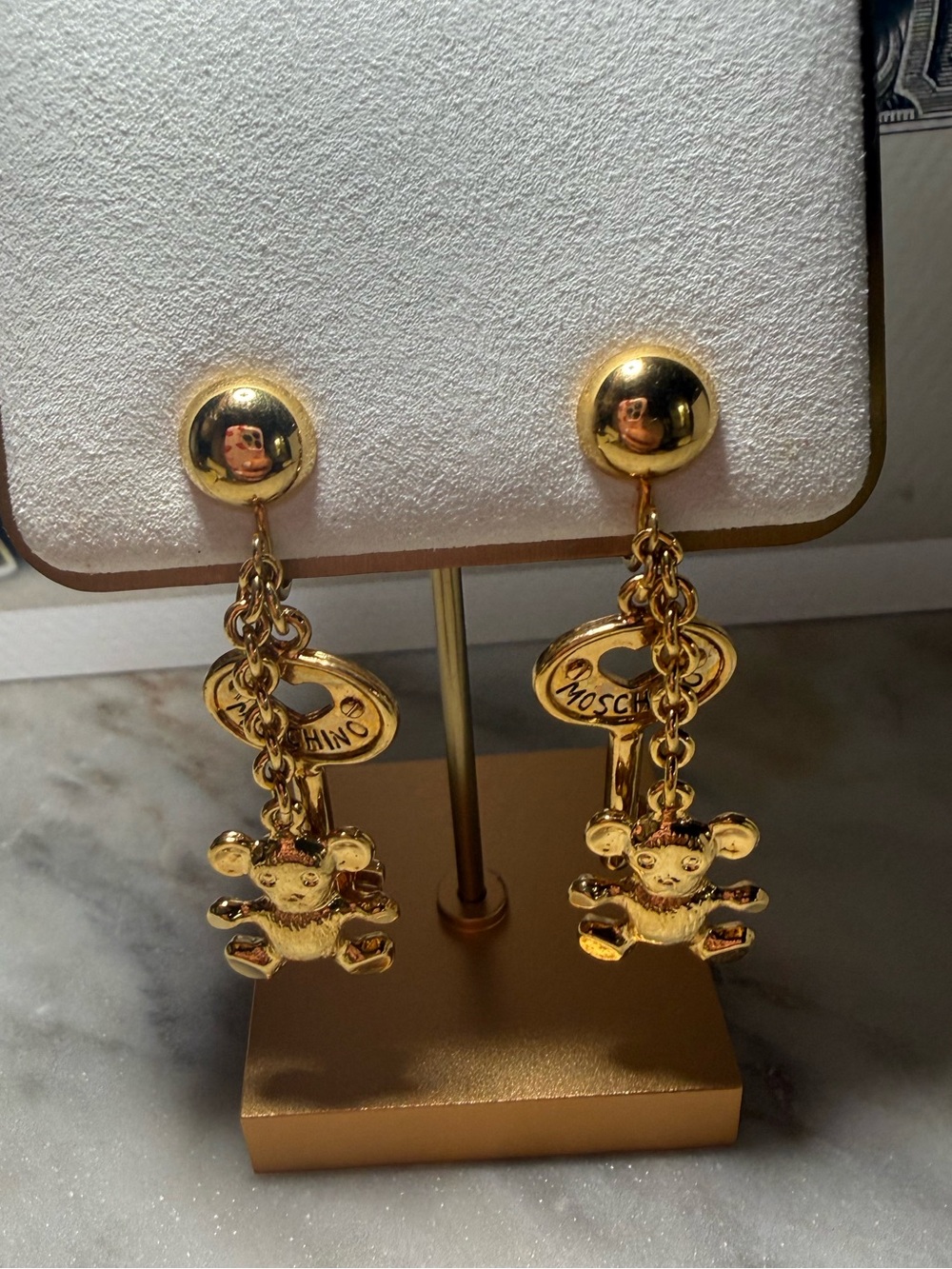 Moschino Teddy Bear Drop Earrings 🧸🔑